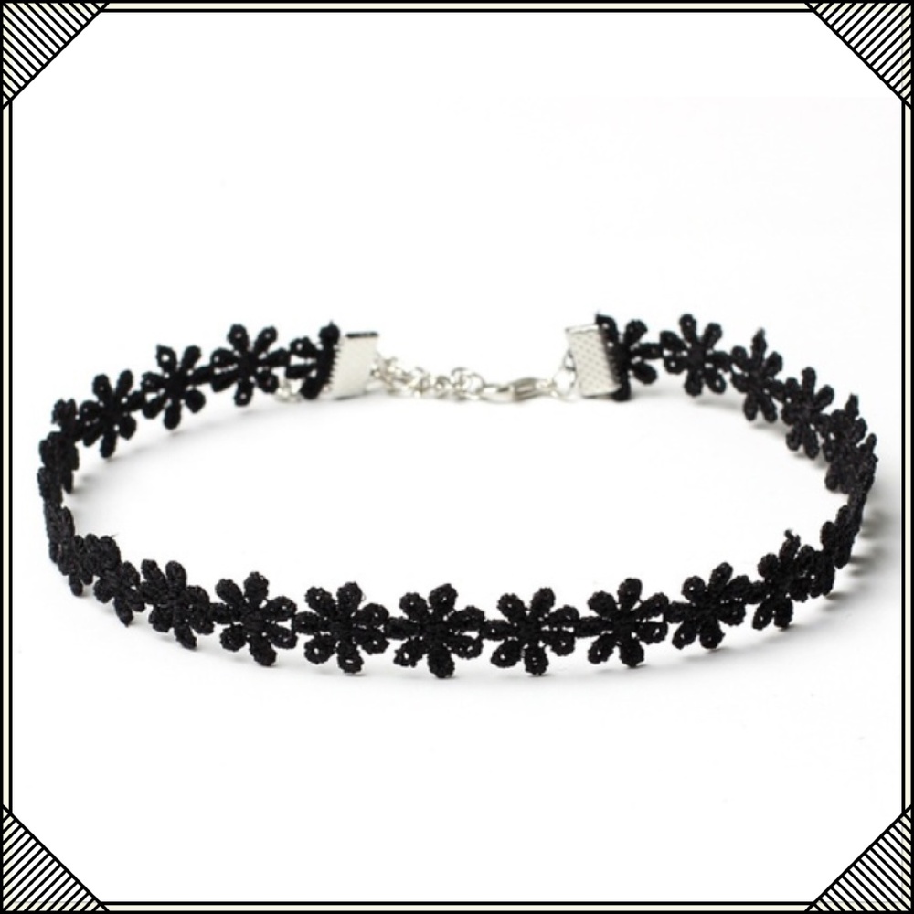 * Black Flower Choker Necklace * Cute Jewelry